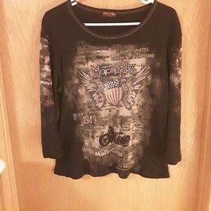 Flower N Ring Long Sleeve Womens Top - Large